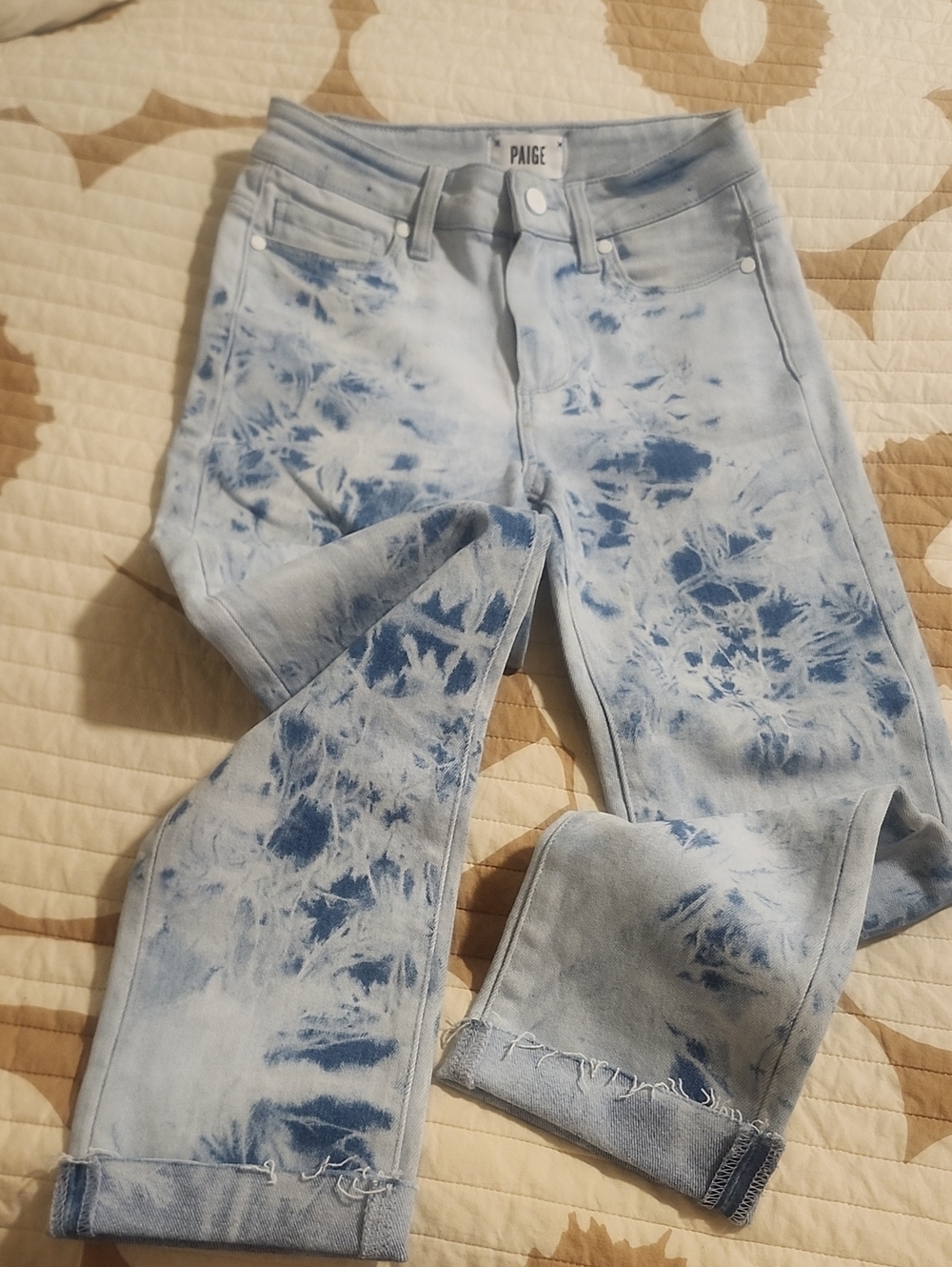 PAIGE Light Blue Tie-Dye Skinny Jeans